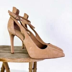 Gianni Bini Lulaa Cutout Suede Dress Pumps Heels Shoes Spanish Sand Tan 10 NEW